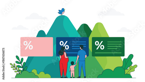 Family Financial Planning Vector Illustration