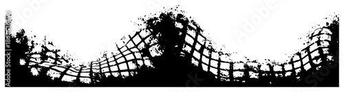 Grunge black distorted grid mesh waving horizontally