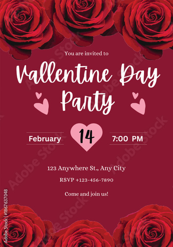 valentine's day, 14 FEB holiday, valentine's day party card