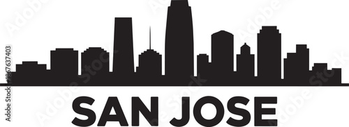 San jose california city skyline silhouette vector illustration with bold typography text element