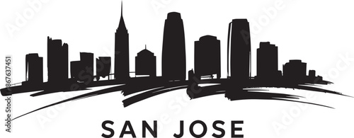 San jose california usa city skyline silhouette black and white transparency background vector