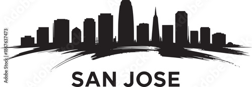 San jose california usa city skyline silhouette brush strokes black and white transparency background