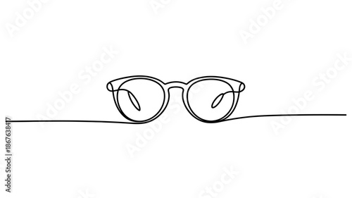 Continuous line drawing of stylish eyeglasses, a minimalist vision aid illustration