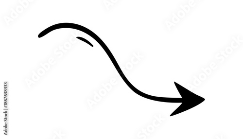 Arrow hand drawn doodle direction twist indicator, pointer scroll element. swirly various dynamic UI interface shape navigation cursor sign. Marker follow cue minimalistic symbol. Isolated. Vector