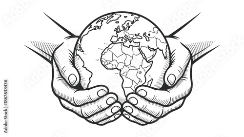 Caring hands cradling the earth, a symbol of global environmental protection and responsibility