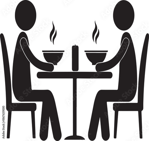 Couple enjoying a romantic dinner for two at a cozy restaurant table