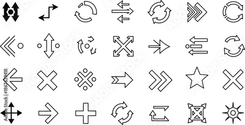 Collection of various directional and symbolic arrows icons