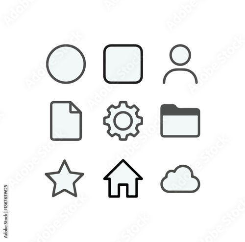 Icon set assortment of symbols and graphical elements