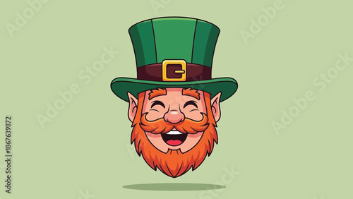 Happy Leprechaun Face with Green Hat Illustration.
