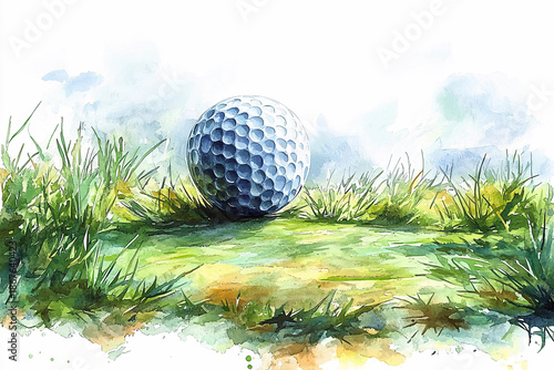 Golf ball on the green during a sunny day Generative AI