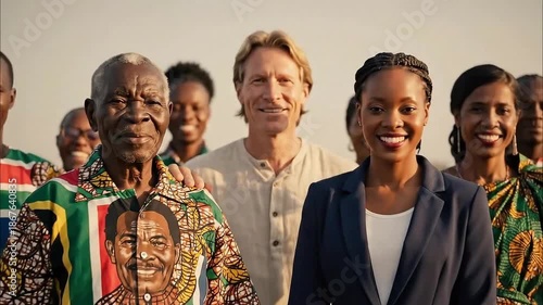 Diverse group smiling together