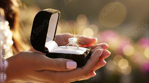 Close-up of hands holding ring
