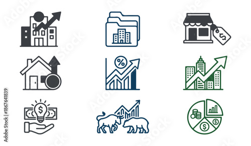 Business and finance icon set for commercial applications