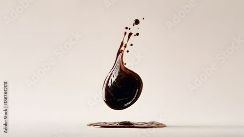 Dark chocolate liquid drop splashing