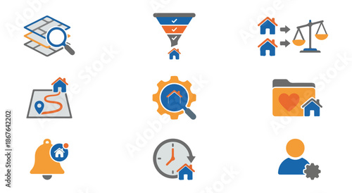 Real estate and property icons set with various concepts