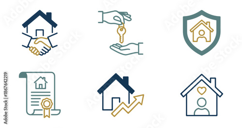 Real estate icon set for property investment and home ownership