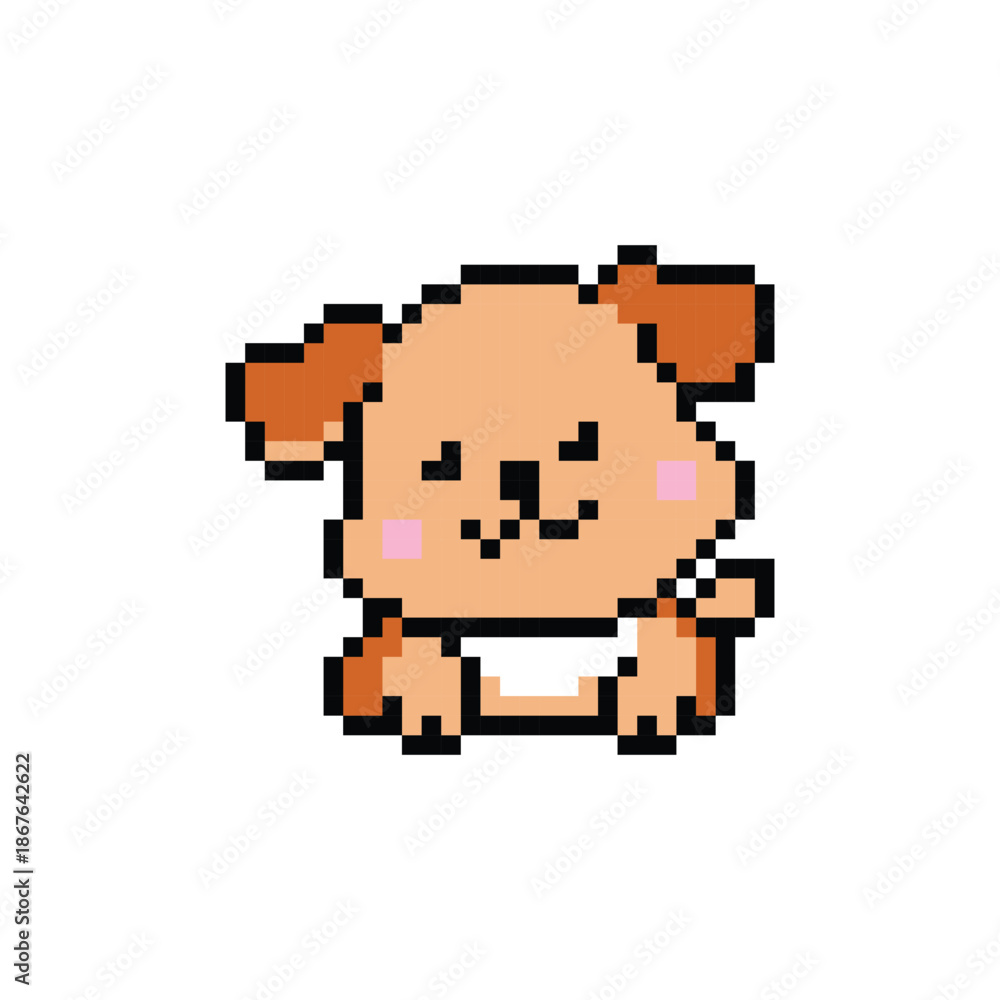 Fototapeta premium Cute dog character pixel art illustration drawing design