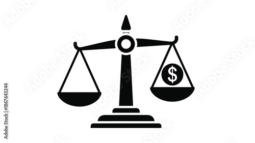 Scales of justice with a dollar sign on one side representing financial legality