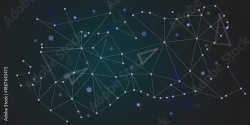Abstract Polygon Network Node Background with Connected Dots and Lines for Technology, Data, Digital and Futuristic Design
