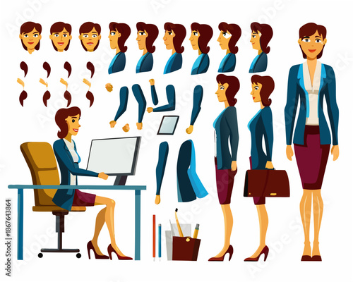 Businesswoman character set for professional projects and presentations