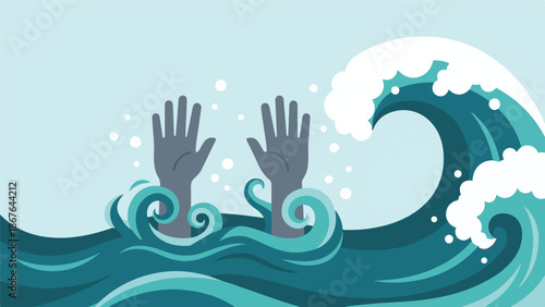 Drowning Emergency Concept Vector Illustration