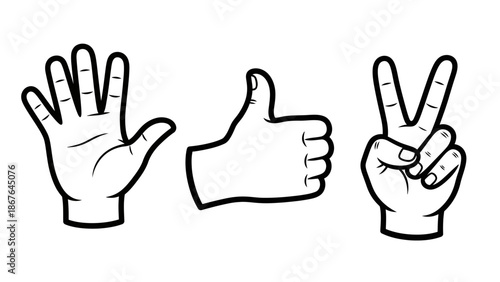 3d vector illustration set of hand gesture icons including thumb up and ok sign symbols for business communication and social network success design concept