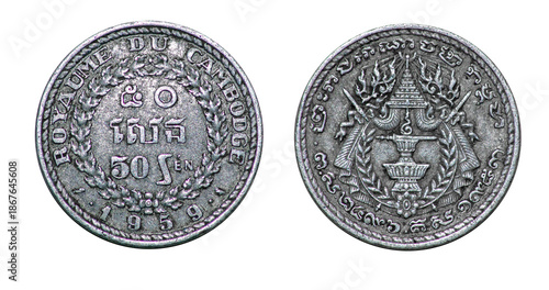 Obraz na płótnie Coin 50 centimes. 1959. Cambodia