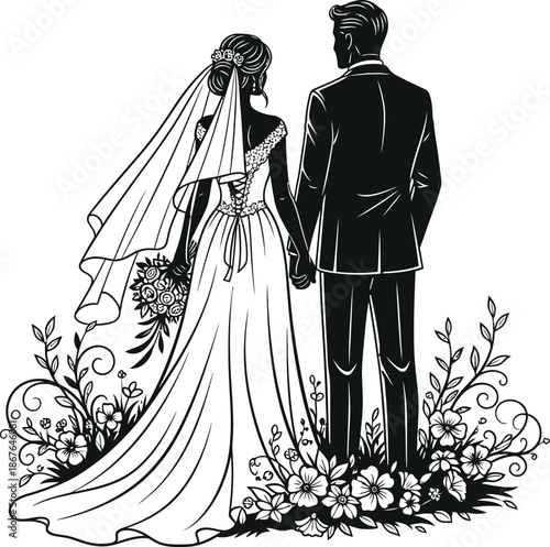 Valentine's day elegance a loving couple in blooming garden on st valentine's day