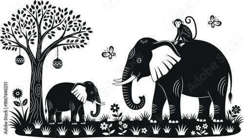 Valentine's day sweetness adorable elephant couple sharing love under tree on special day of romance and affection