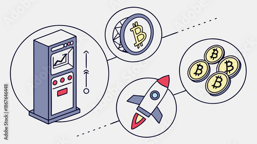 Cryptocurrency Trading Growth Rocket Launch Financial Chart Display for Investment Portfolio Success