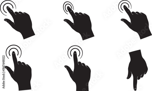 Hand gestures for touch screen interactions with circular motion icons