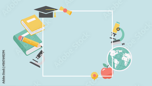 Education Background with Learning Icons and Copy Space – Empowering Future for International Day of Education
