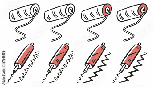 Unwinding Thread Spool Progress Stages Visualizing Development Steps for Design Projects or Manufacturing Processes