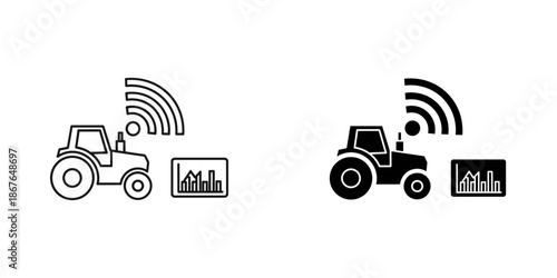 Tractors with Wi Fi and Data Charts in Black and White