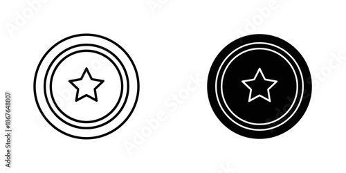 Two concentric circles with star symbols in black and white