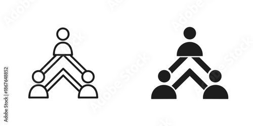Two Hierarchical Organizational Structures with Black and White Figures