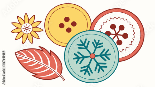 Seasonal Craft Buttons and Embellishments for Scrapbooking Sewing Projects Autumn Winter Spring Design Elements