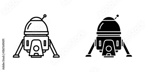 Two Robots with Antennae and Legs in Black and White