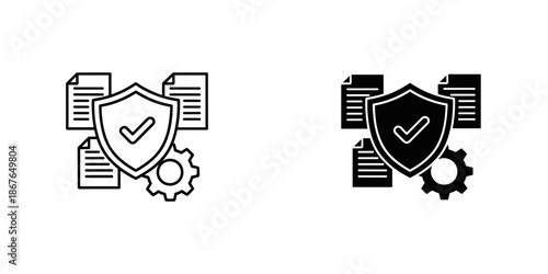 Two Shield with Checkmarks and Documents security protection