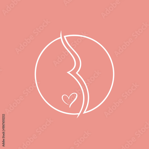 Pregnant woman abstract logo with heart