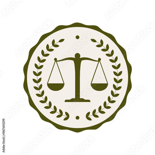 Scales of justice and olive branches