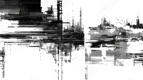 Glitchy distorted digital error abstract background with broken pixels and noise effects  distorted digital glitch effect with pixel noise
