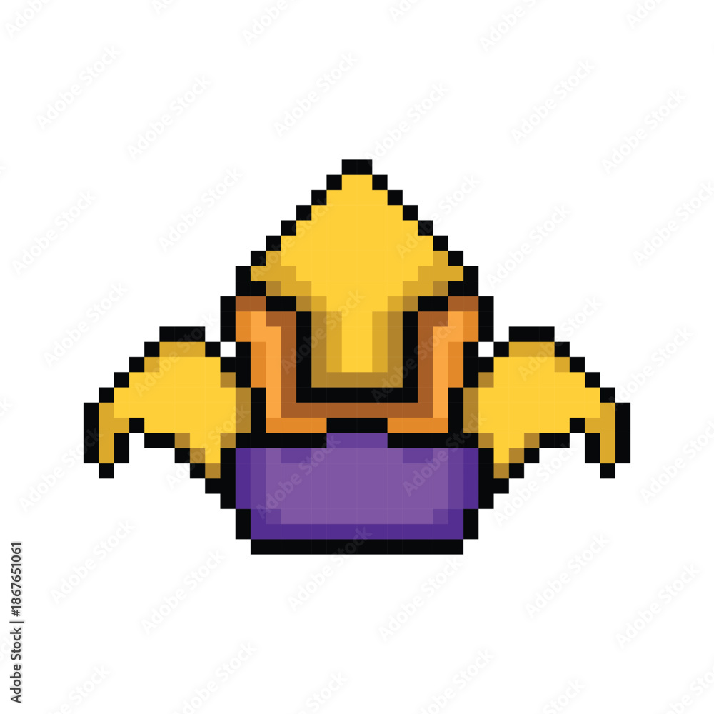 Obraz premium Pixel art level up emblem game asset illustration