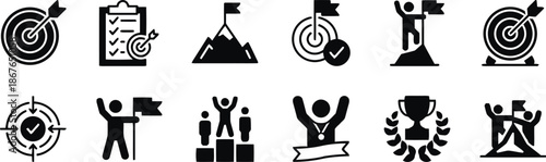 achievement, goal, success, target, business, milestone, result, mountain, climbing, trophy, podium, winner, objective, completion, mission, growth, progress, career, champion, award, medal, checklist