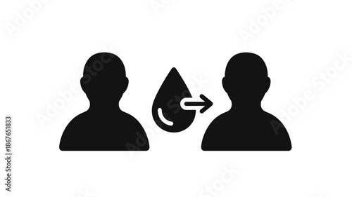 Icon depicting a human head profile with an arrow and a water droplet transfer