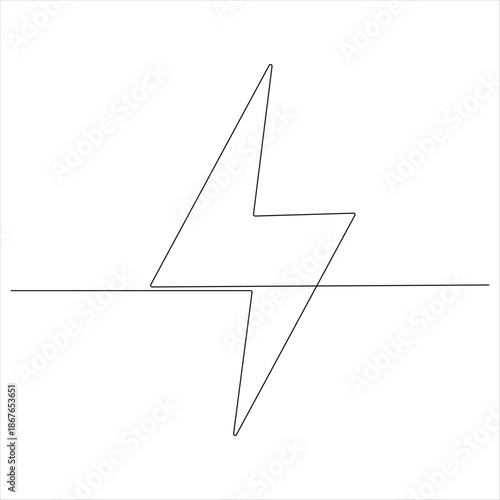 Continuous one line drawing of lightning bolt icon
