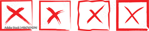 Four red x's on white background with red borders