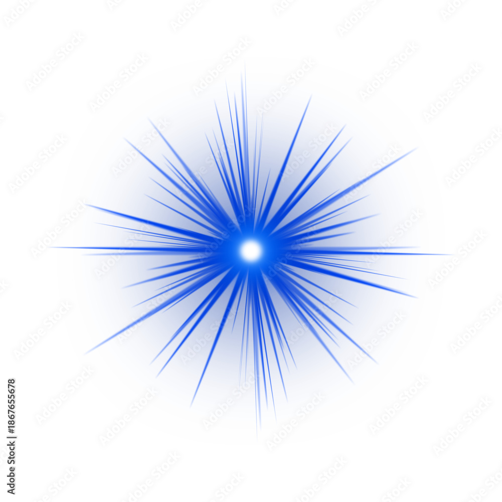 Fototapeta premium Blue starburst effect isolated on transparent background