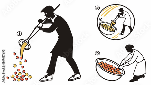 Artisan Craftsman Pouring Molten Glass into Spheres for Candy Making or Industrial Production Process