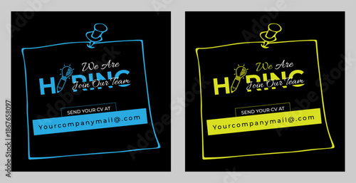 We are hiring design vector for vacant sign Job hiring poster, social media, banner, flyer and Recruitment Poster.